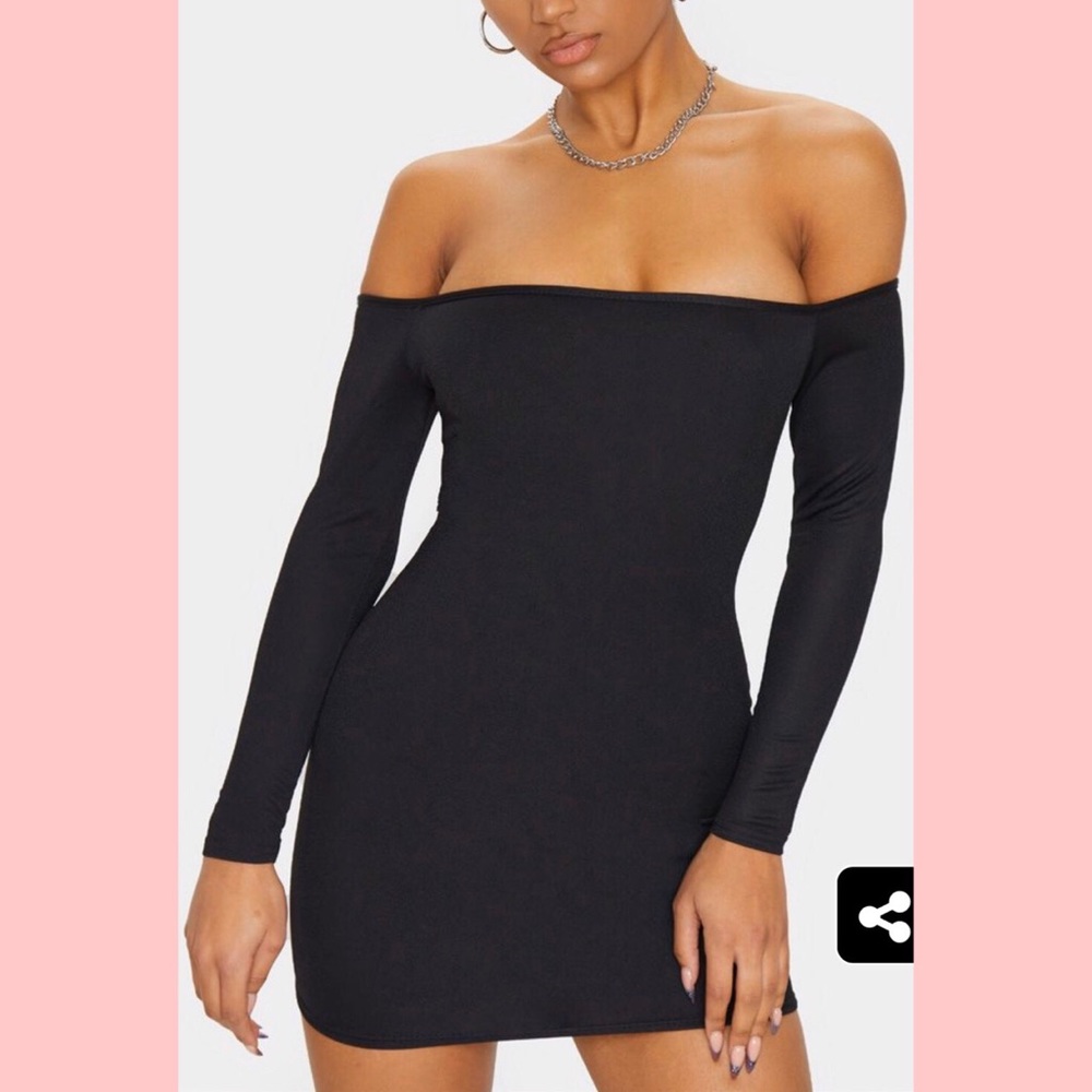 Black off the shoulder bodycon dress PLT